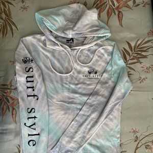 Ladies Long Sleeved Hooded Cotton Pastel Tie Die Shirt